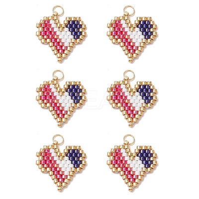 MIYUKI Delica Glass Seed Beaded Heart Pendants PALLOY-MZ00703-02-1