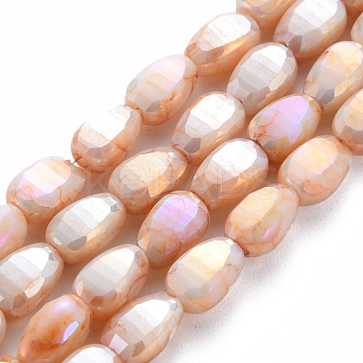 Opaque Baking Paint Crackle Glass Beads Strands EGLA-S174-21E-1