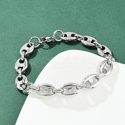 304 Stainless Steel Link Chain Bracelets for Women Men BJEW-Z143-25P-1