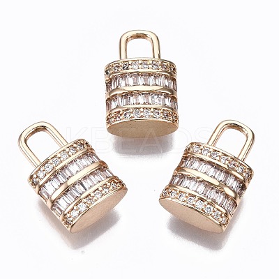 Brass Micro Pave Clear Cubic Zirconia Pendants GLAA-S193-027-1