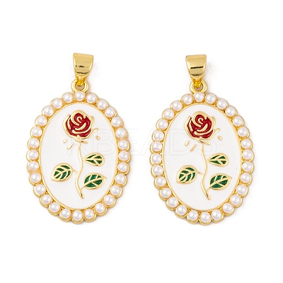Brass Enamel Pendants KK-E108-44G-1