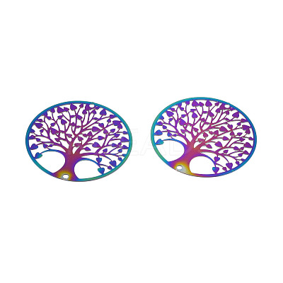 Ion Plating(IP) 201 Stainless Steel Filigree Pendants STAS-S118-077-1
