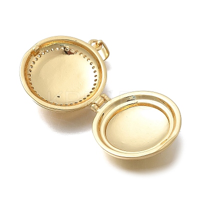 Brass Micro Pave Clear Cubic Zirconia Locket Pendants KK-D431-031C-G-1