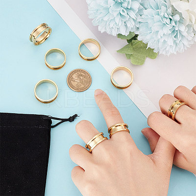 14Pcs 7 Size Stainless Steel Grooved Finger Rings Set RJEW-UN0002-71G-1
