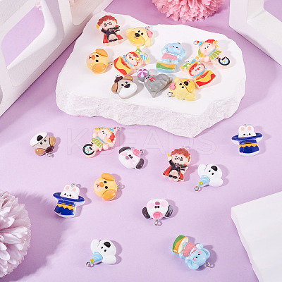22Pcs 11 Styles Opaque Resin Pendants RESI-TA0004-18-1