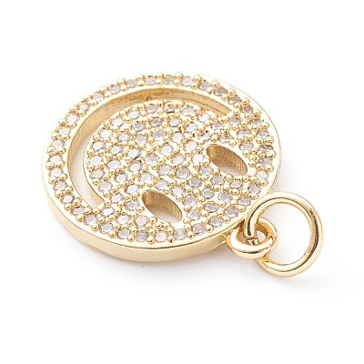 Brass Micro Pave Clear Cubic Zirconia Pendants ZIRC-Z014-08G-1