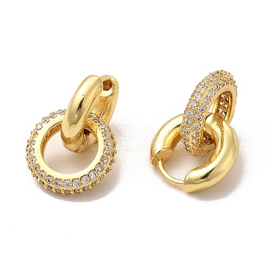 Ring Rack Plating Brass Micro Pave Cubic Zirconia Hoop Earring EJEW-C057-03G-1