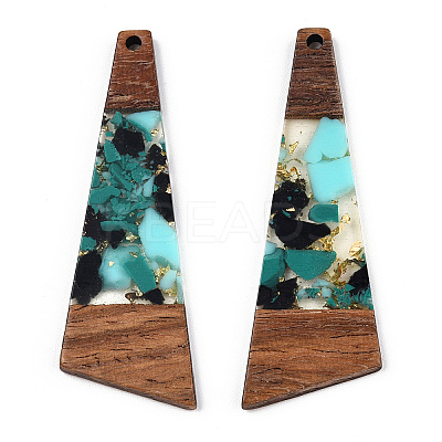 Transparent Resin & Walnut Wood Big Pendants RESI-TAC0017-71-A02-1