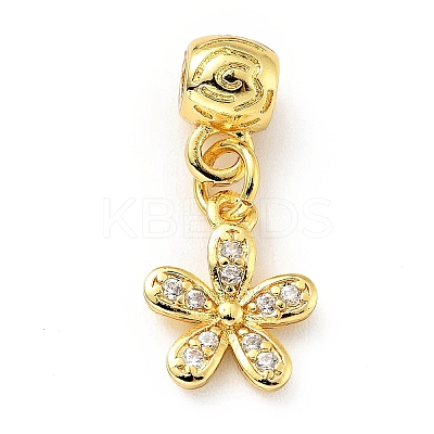 Rack Plating Brass Micro Pave Clear Cubic Zirconia Pendants X-KK-E034-20G-1
