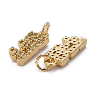 Brass Micro Pave Clear Cubic Zirconia Charms ZIRC-Z011-30G-1