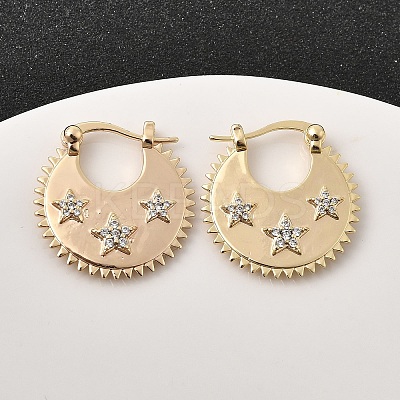 Star Brass Micro Pave Clear Cubic Zirconia Hoop Earrings EJEW-Z157-01G-1