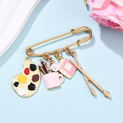Painting 304 Stainless Steel Safety Pin Brooches JEWB-YW00001-02-1