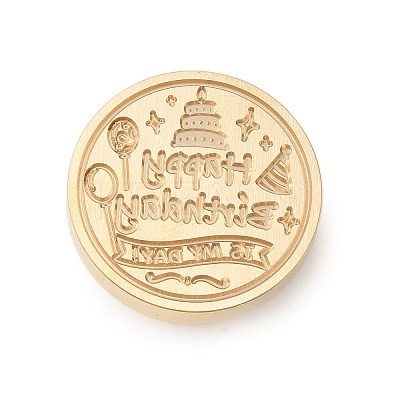 Golden Tone Wax Seal Brass Stamp Heads AJEW-U008-02G-11-1