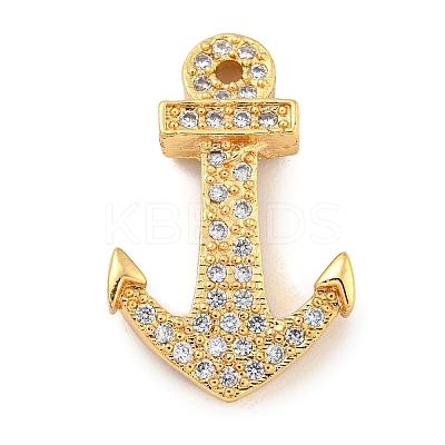 Brass Micro Pave Clear Cubic Zirconia Pendants KK-G493-01G-01-1