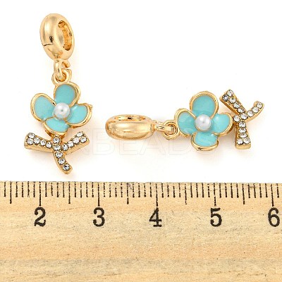 Rack Plating Alloy Enamel Flower European Dangle Charms FIND-B034-15G-02-1