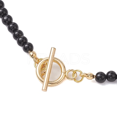 Natural Black Onyx Necklace NJEW-JN04892-1