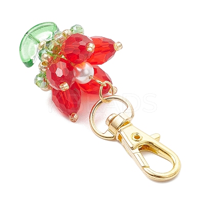 Flower Glass Pendants Decorations HJEW-MZ00248-01-1