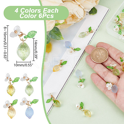 24Pcs 4 Colors Handmade Lampwork Pendants PALLOY-AR00023-1