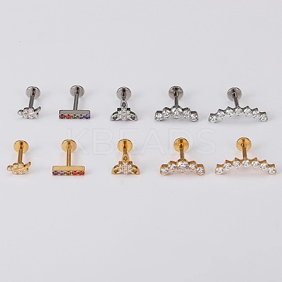 G23 Titanium Micro Pave Clear Cubic Zirconia Internally Threaded Labrets WG2497D-01-1