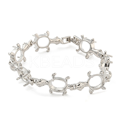 Rack Plating Brass Turtle Link Chain Bracelet Making with Tray BJEW-A010-01P-1