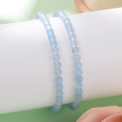 4mm Round Natural Dyed Aquamarine Beads Bracelet for Men KG3069-23-1