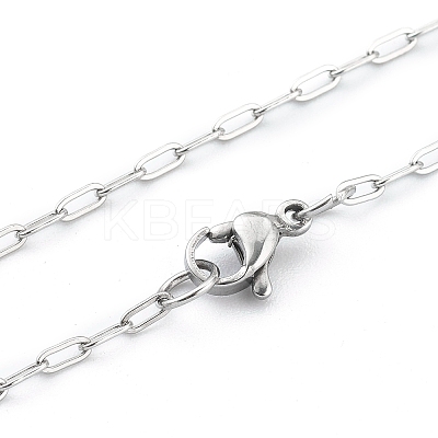 Non-Tarnish 304 Stainless Steel Paperclip Chain Necklace with Lobster Claw Clasps for Men Women NJEW-H205-03P-02-1