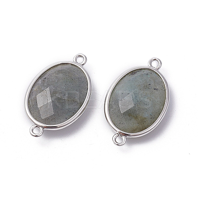 Platinum Tone Brass Natural Labradorite Links connectors LS-X-G-F339-B12-1