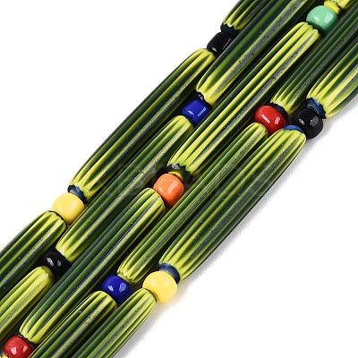 Handmade Millefiori Glass Lampwork Strip Beads Strands LA-N047-01F-1
