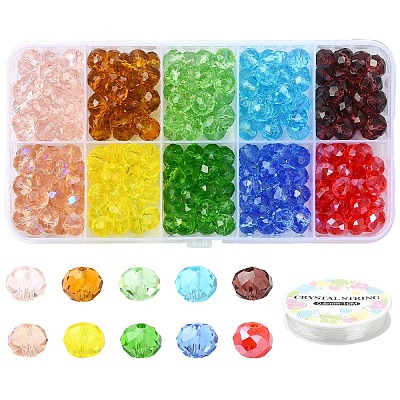 300Pcs 10 Colors Glass Beads Strands EGLA-YW0003-84-1