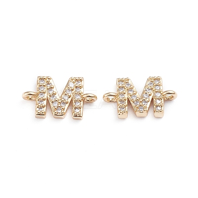 Brass Micro Pave Cubic Zirconia Letter Links X-ZIRC-I042-16G-M-1