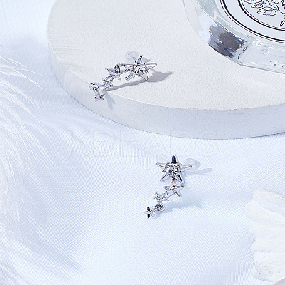 1Pair Star Alloy Crystal Rhinestone Dangle Stud Earrings for Women EJEW-LP0003-79-1