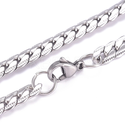 Non-Tarnish Men's 304 Stainless Steel Cuban Link Chain Necklaces NJEW-G340-13P-1