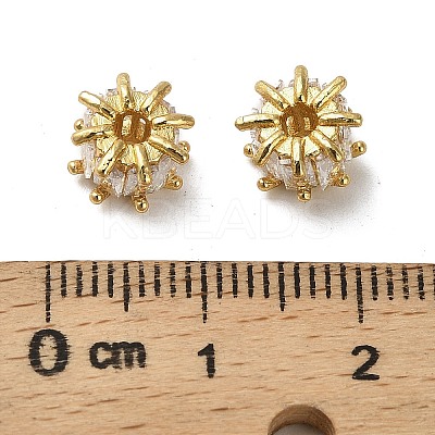 Brass Micro Pave Cubic Zirconia European Beads KK-B142-13A-01G-1