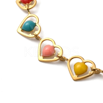 304 Stainless Steel Heart Link Bracelets for Women LS-BJEW-C076-02A-01-1