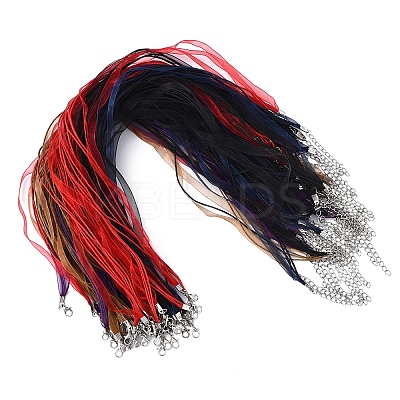 50Pcs 5 Colors Waxed Cord and Organza Ribbon Necklace Making NCOR-YW0001-03-1