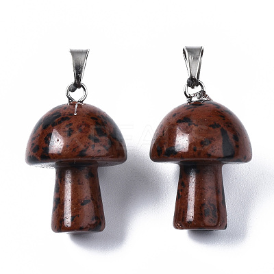 Natural Mahogany Obsidian Pendants G-N0325-10B-1