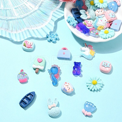 30Pcs 10 Styles Opaque Resin Decoden Cabochons CRES-YW0002-16-1