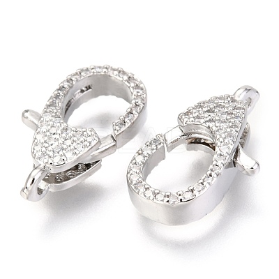 Brass Micro Pave Cubic Zirconia Lobster Claw Clasps ZIRC-O038-22P-1