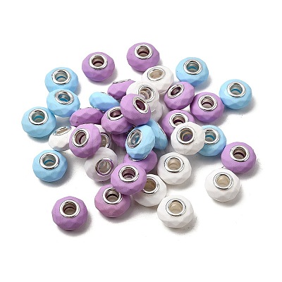 Spray Painted Faceted Resin European Beads RESI-C063-02F-1