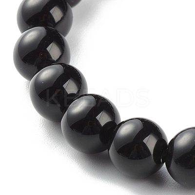 Natural Obsidian & Non-Magnetic Synthetic Hematite Round Beads Energy Stretch Bracelet for Men Women BJEW-JB06968-04-1