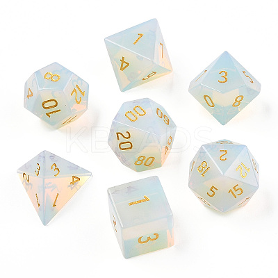Metal Enlaced Opalite Polyhedral Dice Set G-T122-75A-1