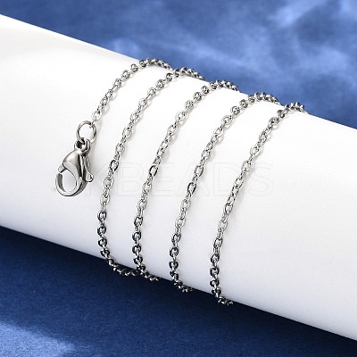 Tarnish Resistant Women Stainless Steel Cross Round Link Necklace Making X-NJEW-507L-7-1