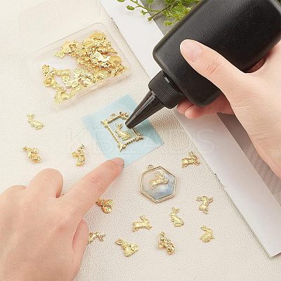 60Pcs 5 Style Easter Theme Rabbit Alloy Small Handmade Cabochons FIND-OC0001-50-1
