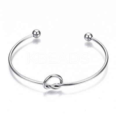 Tarnish Resistant 304 Stainless Steel Love Knot Cuff Bangle Making MAK-S073-001P-1