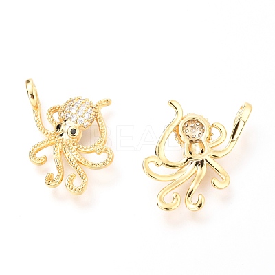 Brass Micro Pave Clear & Black Cubic Zirconia Pendants ZIRC-O036-25G-1