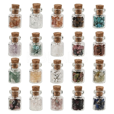 51.5G 20 Styles Natural Gemstone Chips Beads G-YW0002-32-1