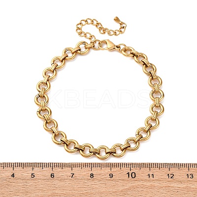 304 Stainless Steel Ring Link Chain Anklets AJEW-A057-11G-1