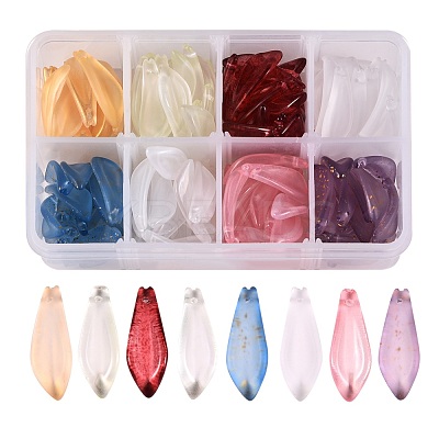 120Pcs 8 Colors Transparent Spray Painted Glass Pendants GLAA-SZ0001-48-1