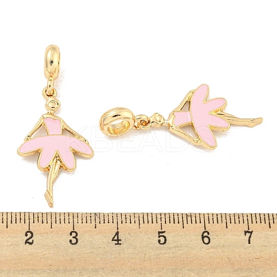 Rack Plating Alloy Enamel Ballet Dancer European Dangle Charms FIND-B034-46G-1