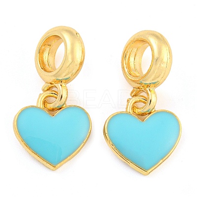 Rack Plating Alloy Enamel Heart European Dangle Charms FIND-B034-21G-05-1